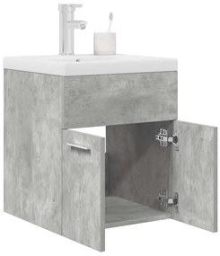 Mobile Da Bagno Con Lavabo Integrato E Rubinetto Grigio Cemento /