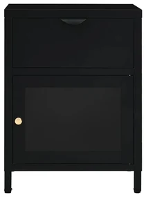 Comodini 2 pz neri 40x30x54,5 cm acciaio e vetro