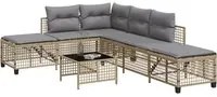 Set Divano ad Angolo 3 pz con Cuscini Beige Misto Polyrattan 365448