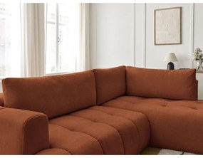 Divano angolare color mattone allungabile e con contenitore (penisola a destra/a L) Fuji – Bobochic Paris