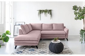 Divano letto angolare rosa cipria L, angolo sinistro Charming Charlie - Miuform