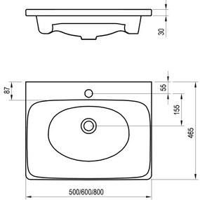 Ravak XJX01250000 - Lavabo da incasso BALANCE 50x46,5 cm ceramica/bianco