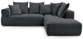 Divano angolare grigio scuro (penisola a destra/a L) con rivestimento in ciniglia Whesley – Bobochic Paris