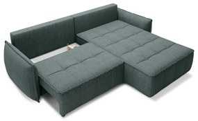 Divano angolare verde allungabile/con contenitore (con penisola a destra/con chaise lounge) e rivestimento in velluto Campo – ELTAP