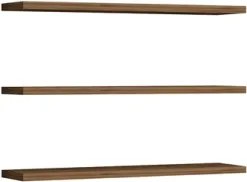 Set 3 Mensole Sospese Da 60 Cm Effetto Legno Scuro Boss