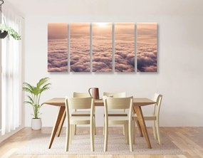 Quadri 5 pezzi – Tramonto dalla finestra dell'aereo