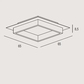 Plafoniera Contemporanea Square Metallo Ruggine Led 48W