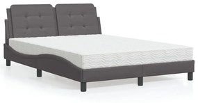 Letto Con Materasso Grigio 140x200 Cm İn Similpelle /