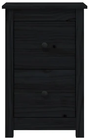 Comodino nera 40x35x61,5 cm in legno massello di pino
