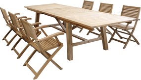 ORATOR - set tavolo in teak cm 160/240 x 90 x 77 h con 6 poltrone Orator