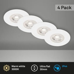 Brilo - SET 4x Lampada LED da incasso per bagni LED/4,9W/230V IP44 bianco