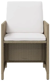 Set da pranzo per giardino 5 pz con cuscini in polyrattan beige
