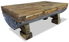 Tavolino İn Legno Massello Di Recupero Misto 90x50x35 Cm /