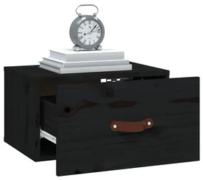 Comodino a muro nero 40x29,5x22 cm