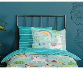 Set copripiumino e federa da bambini blu in cotone per letto singolo 140x200 cm Festen – Good Morning