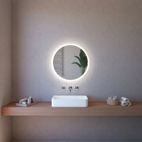 Specchio retroilluminato LED 85 cm tondo da parete con telaio nero