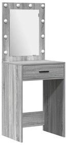 Set di tavolo da trucco a 2 pezzi con led grigio in legno ingegnerizzato di sonoma