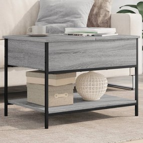 Tavolino Salotto Grigio Sonoma 70x50x50 Cm Multistrato Metallo /