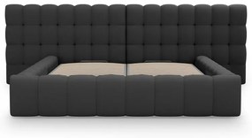Letto matrimoniale imbottito nero con spazio contenitivo e rete 200x200 cm Mamaia - Micadoni Home