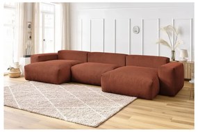 Divano angolare color mattone con rivestimento in velluto a coste Voltaire – Bobochic Paris