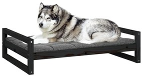 Cuccia per cani nera 105,5x75,5x28 cm legno massello di pino