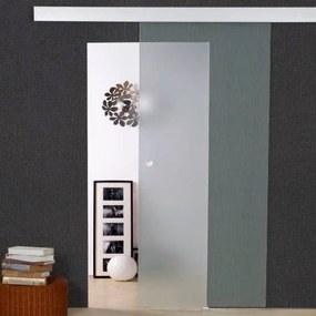 Porta scorrevole Orlando in vetro, L 86 x H 215 cm, con binario Atelier argento