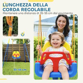 Altalena da Giardino per Bambini Trasformabile 3 in 1 Telaio in Metallo Blu...