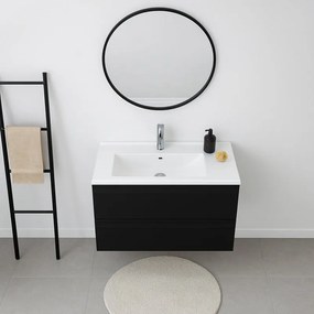 Mobile da bagno sospeso sotto lavabo L 99.5 x H 40 x P 45.5 cm antracite laccato opaco, 2 cassetti Fusion