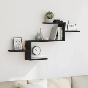 Scaffale A Parete Rovere Nero 104x15x49 Cm İn Truciolato /