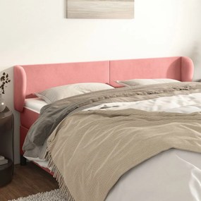 Testiera Ad Orecchio Rosa 203x23x78/88 Cm İn Velluto /