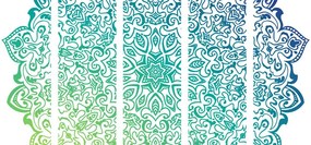 Quadri 5 pezzi – Mandala verde blu