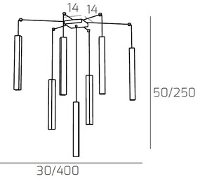 Sospensione Moderna Square Tube Metallo Marrone 7 Luci Gu10