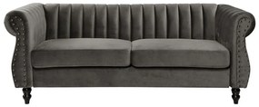 Divano chesterfield 3 posti in Velluto Antracite - TRUMBO