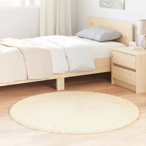 Tappeto Shaggy A Pelo Lungo Navarra Crema 120x120 Cm Poliestere /