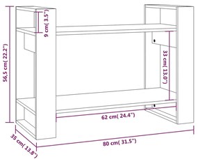 Libreria/Divisorio Bianco 41x35x57 cm in Legno Massello di Pino