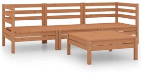 Set Divani da Giardino 4 pz Miele in Legno Massello di Pino