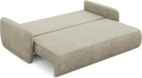 Divano beige allungabile/con contenitore con rivestimento in ciniglia 218 cm Lilo – Makamii