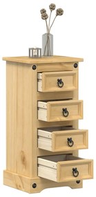 Comodino Corona 35x32,5x74 Cm İn Legno Massello Di Pino /