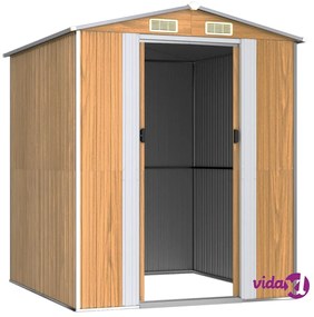 vidaXL Capanno Giardino Marrone Chiaro 192x191x223 cm Acciaio Zincato