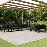 Set Divani da Giardino 9 pz con Cuscini in Alluminio Antracite 3107823