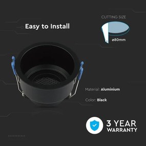 Plafoniera incasso GU10 Ø 9 cm nera