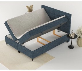 Letto boxspring blu scuro con contenitore 200x200 cm Urbaneo - Maison de Rêve