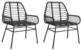 Sedie da giardino set 2 pz polyrattan nero