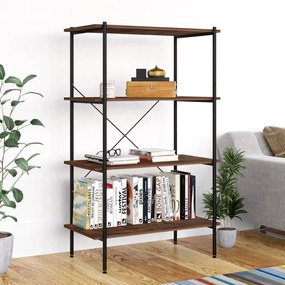 Scaffale Con 4 Mensole Nero E Naturale 80x40x130 Cm /