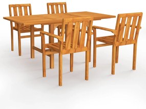 Set da pranzo da giardino 5 pz in legno massello di teak