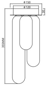 Lampadario a plafone PAX 3xG9/9W/230V nero