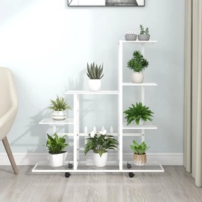 Portapiante Con Ruote 94,5x25x92,5 Cm Bianco İn Metallo /