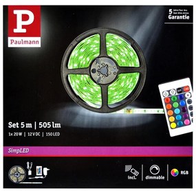 Paulmann 78978 - Striscia LED RGB/20W dimmerabile SIMPLED 5m 230V + TC