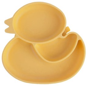 Piatto per bambini giallo in silicone 19x19,5 cm Chicken – Orion