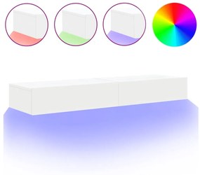 Mobili porta tv con luci led 2pz bianchi 60x35x15,5 cm